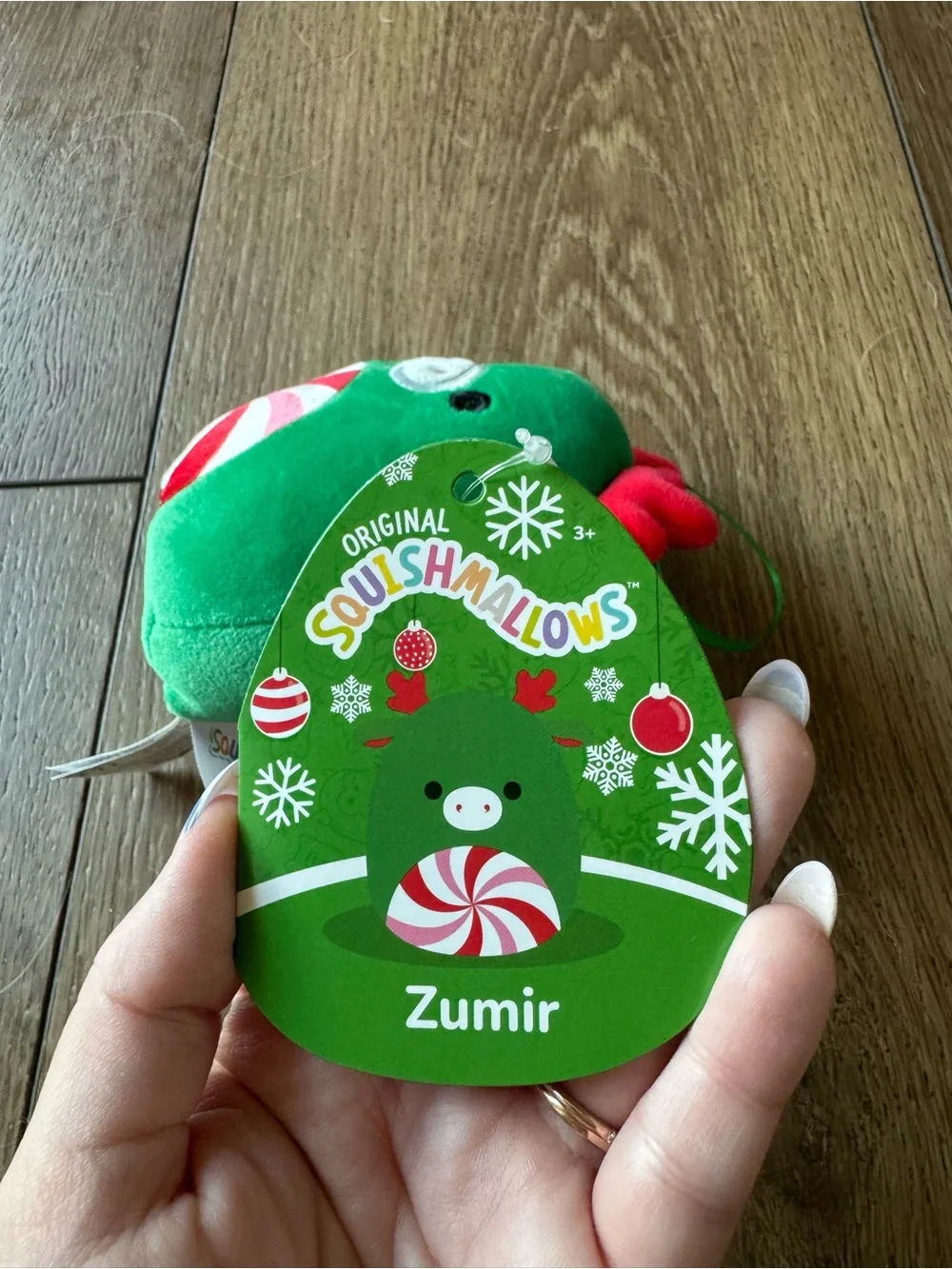 NWT Zumir Green Reindeer Squishmallow-Inspired Plush Keychain